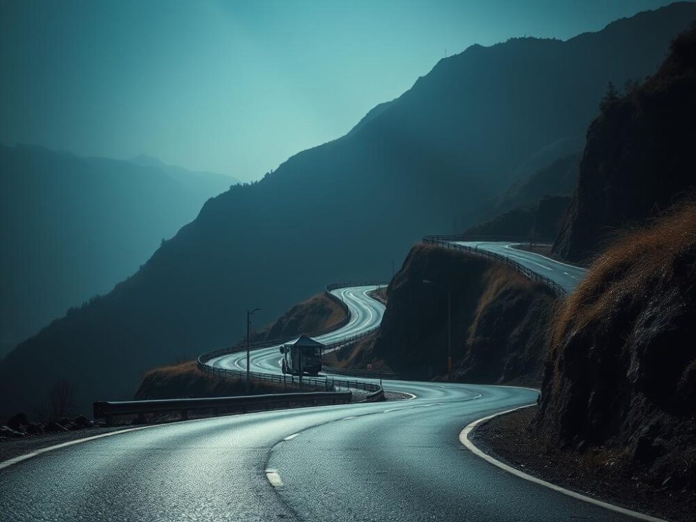 山道を走る車