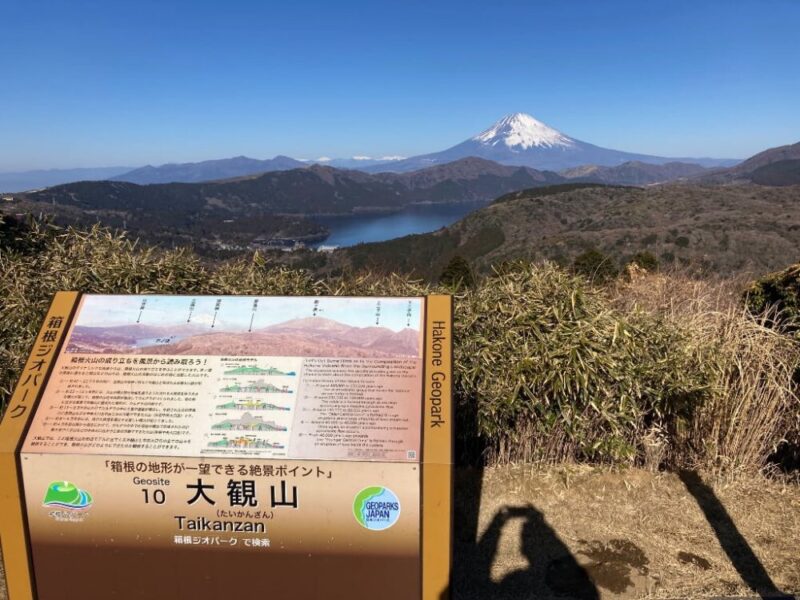 大観山から見える富士山と芦ノ湖の風景